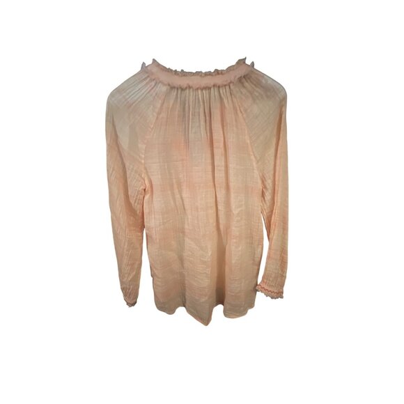 Sundance Womens Peach Peasant Blouse M Long Sleeve Boho‎ Top 100% Cotton - Picture 4 of 5
